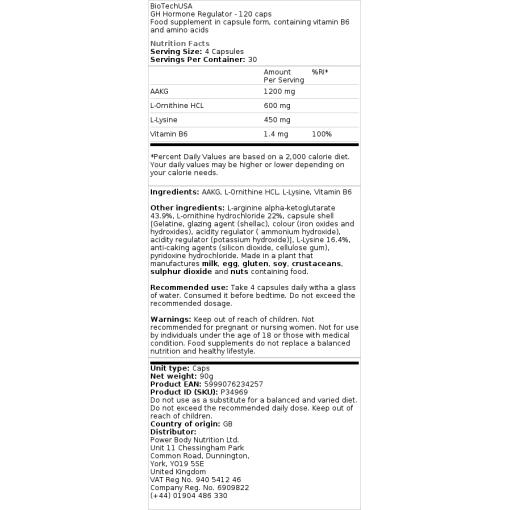 BioTechUSA - GH Hormonregulator - 120 Kapseln – Bild 2