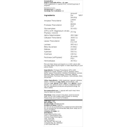 Enzymedica - Digest Gold mit ATPro - 21 Kapseln – Bild 2