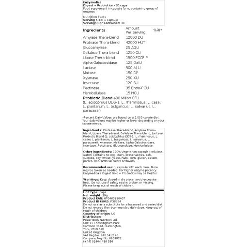 Enzymedica - Verdauungsenzyme + Probiotika - 30 Kapseln – Bild 2