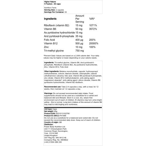Higher Nature - H-Faktor - 60 Kapseln – Bild 2