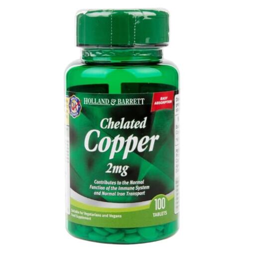Holland & Barrett - Cheliertes Kupfer, 2 mg - 100 Tabletten