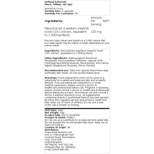 Holland & Barrett - Maca, 500 mg - 60 Kapseln – Bild 2