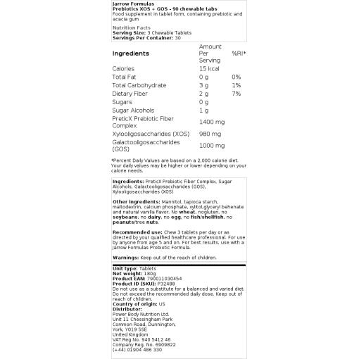 Jarrow Formulas - Präbiotika XOS + GOS - 90 Kautabletten – Bild 2