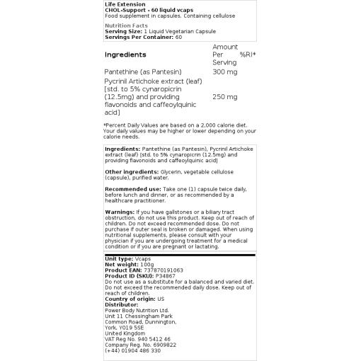 Life Extension - CHOL-Unterstützung - 60 flüssige Kapseln – Bild 2