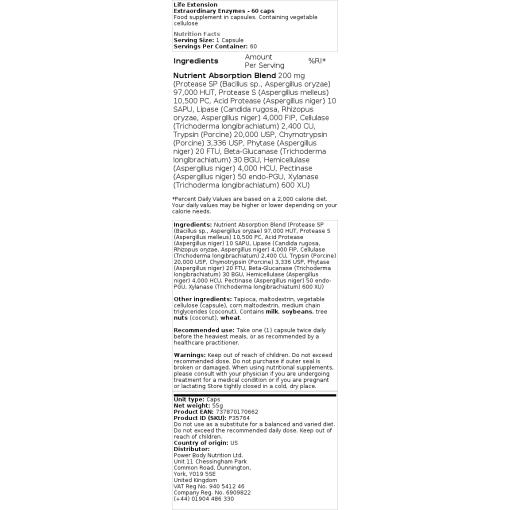 Life Extension - Außergewöhnliche Enzyme - 60 Kapseln – Bild 2
