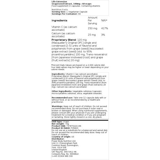 Life Extension - Grapefruitkern-Extrakt, 100 mg - 60 Kapseln – Bild 2