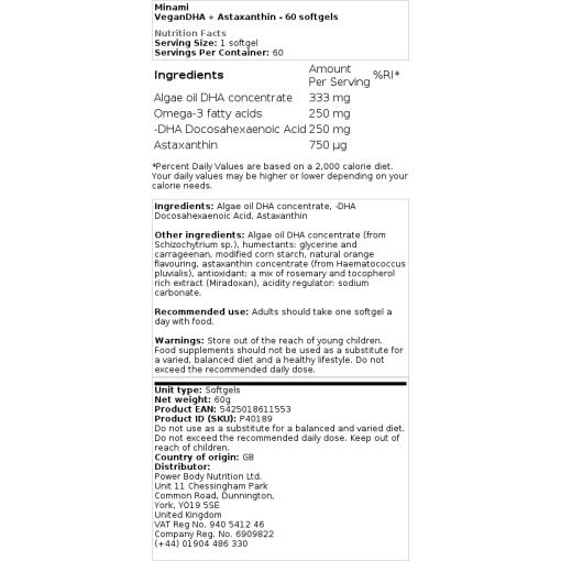 Minami - VeganDHA + Astaxanthin - 60 Weichkapseln – Bild 2