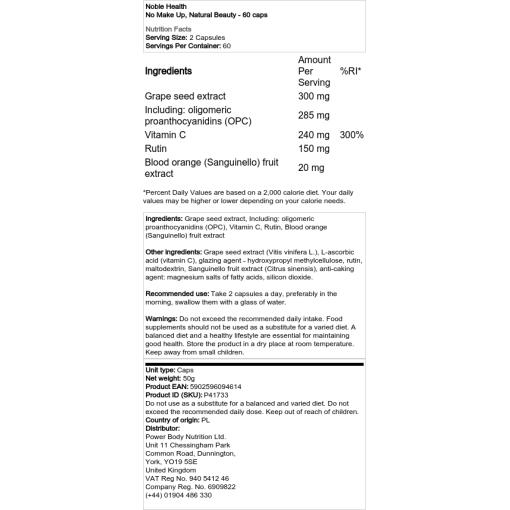 Noble Health - Keine Schminke, natürliche Schönheit - 60 Kapseln – Bild 2