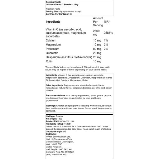 Seeking Health - Optimales Vitamin-C-Pulver - 144g – Bild 2