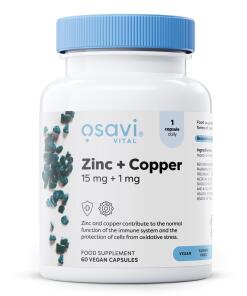 Osavi - Zink + Kobber, 15 mg + 1 mg - 60 veganske kapsler