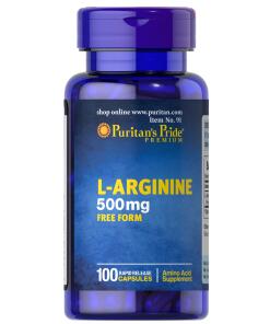 Puritan's Pride - L-Arginin, 500 mg - 100 kapsler