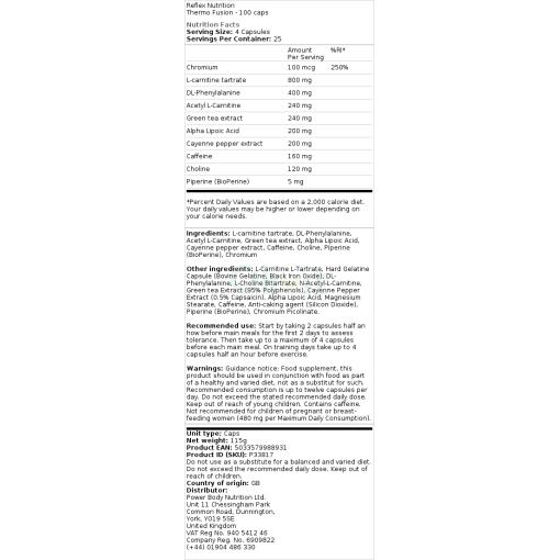 Reflex Nutrition - Thermo Fusion - 100 Kapseln – Bild 2