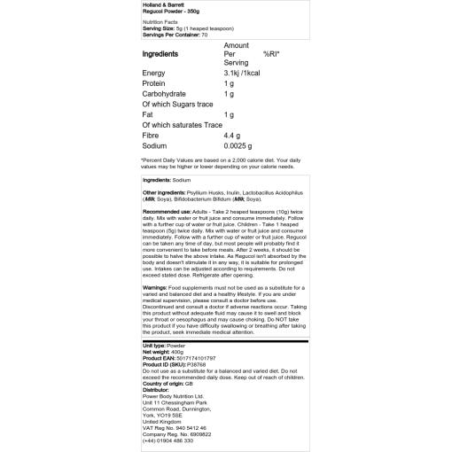 Holland & Barrett - Regucol Pulver - 350 Gramm – Bild 2
