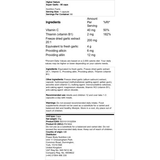 Higher Nature - Super Knoblauch - 90 Kapseln – Bild 2