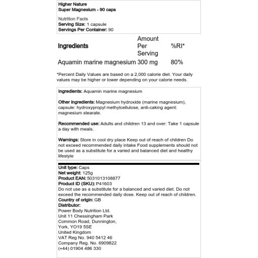 Higher Nature - Super Magnesium - 90 Kapseln – Bild 2