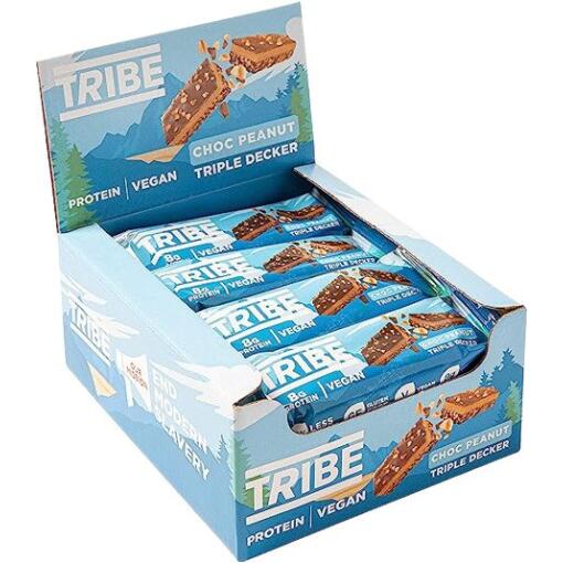 Tribe - Dreischichtige Schokoladen-Erdnuss-Riegel - 12 x 40g