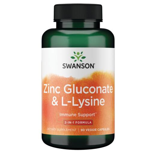 SWANSON Cynk glukonian + L-lizyna 90vcaps