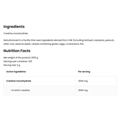 100% Creatine Monohydrate Natural – 1000g | Ostrovit - Image 5