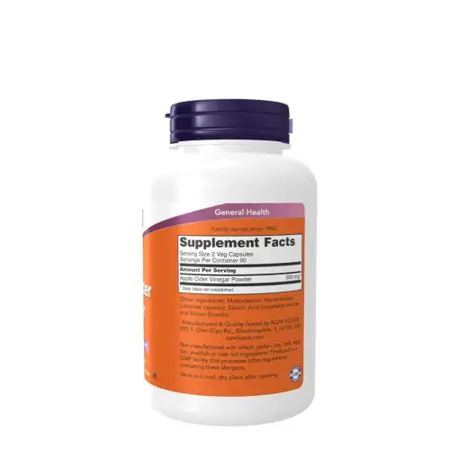 Apple Cider Vinegar 450 mg – NOW Foods | 180 Veg Capsules - immagine 2