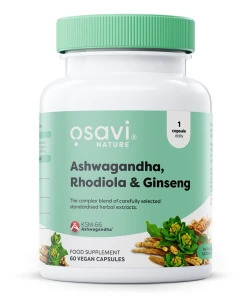 Ashwagandha + Rhodiola & Ginseng – 60 vegane Kapseln