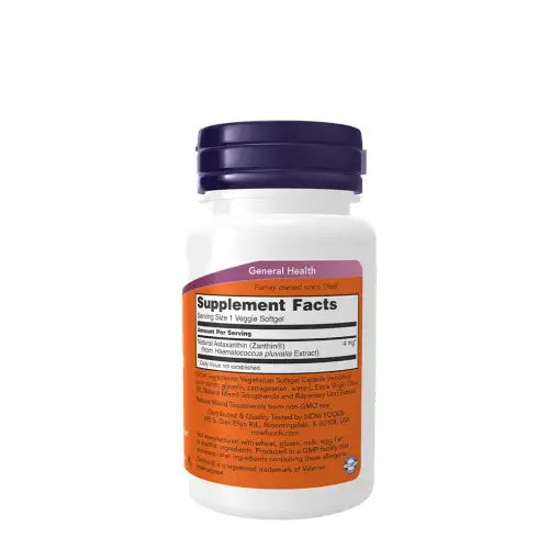 Astaxanthin 4 mg – NOW Foods | 60 Veggie Softgels - Image 2