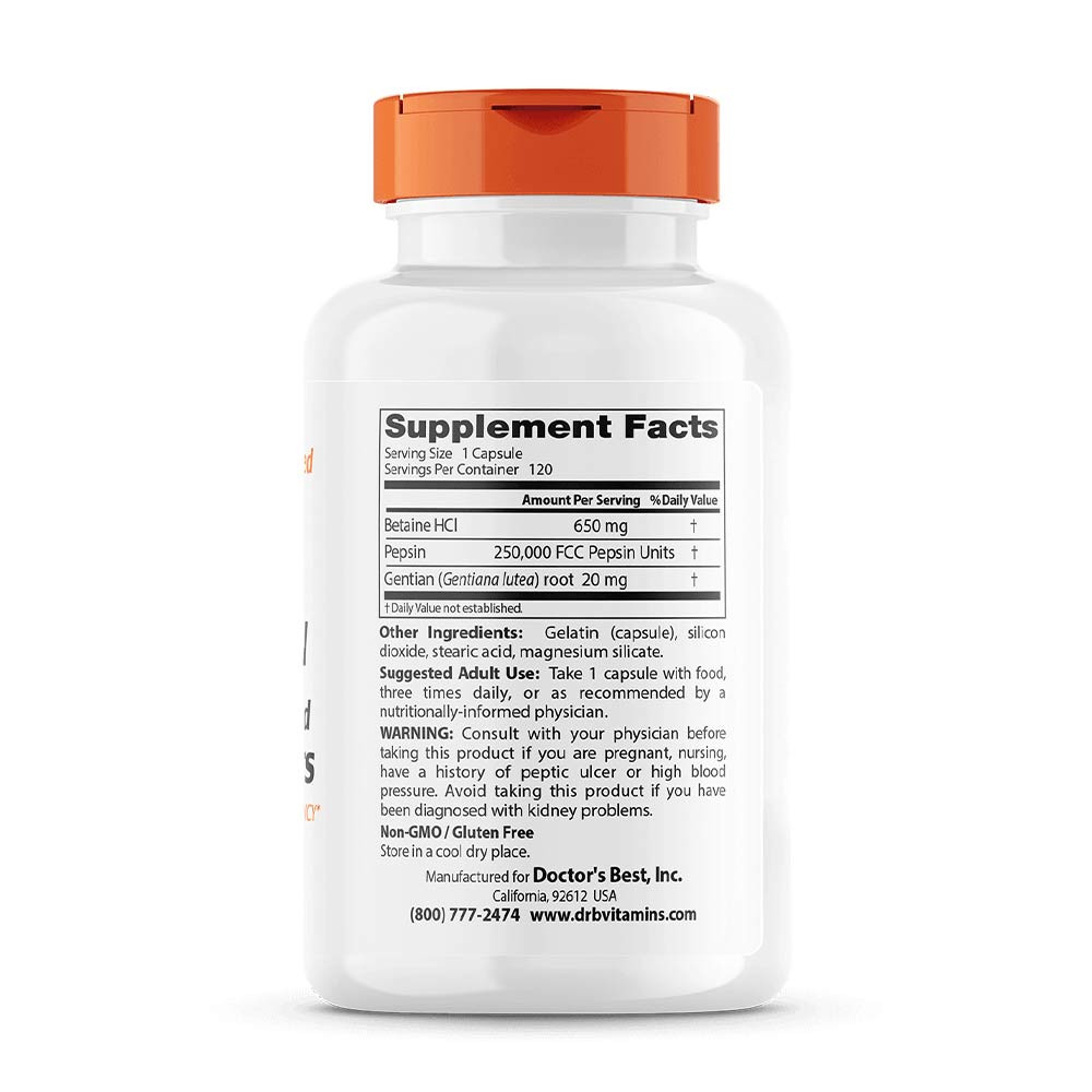 Betaine HCl Pepsin & Gentian Bitters - 120 caps – Bild 2