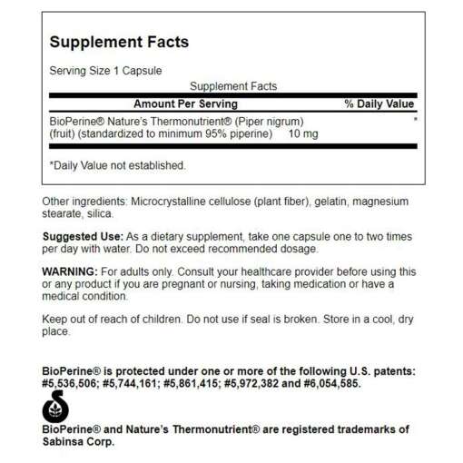 BioPerine 10mg – 60 Caps | Swanson – Image 3