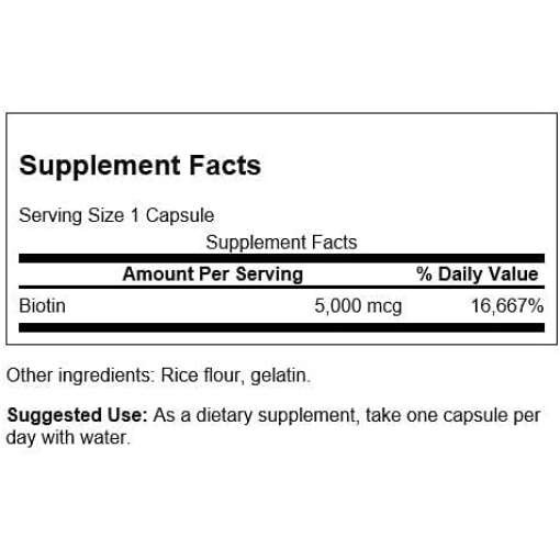 Biotin 5000 mcg – Swanson – 100 Capsules - Image 3