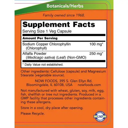 Chlorophyll 100 mg – NOW Foods | 90 Veg Capsules - immagine 2