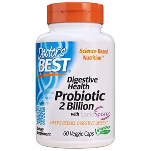 Probiotiques pour la santé digestive, 2 milliards de bactéries, avec LactoSpore - 60 gélules