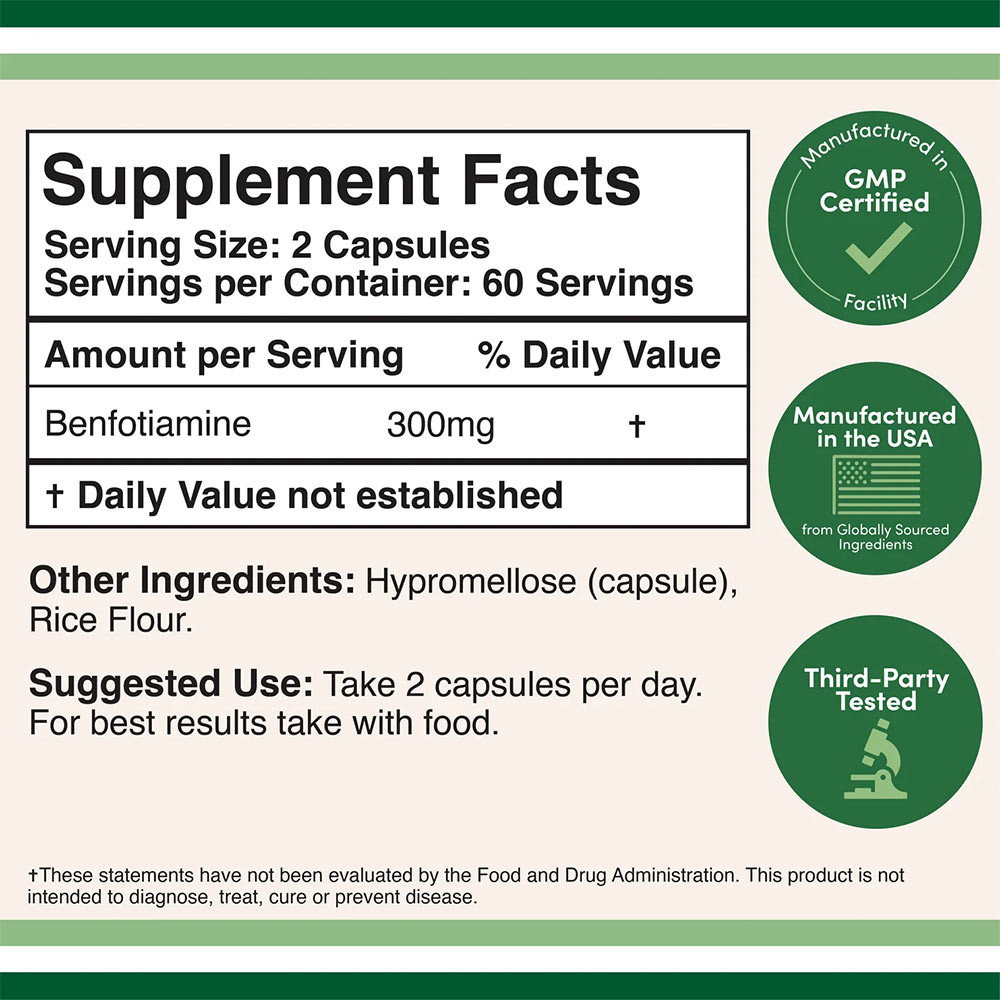 Double Wood Supplements Benfotiamine (120 Capsules) – Bild 2