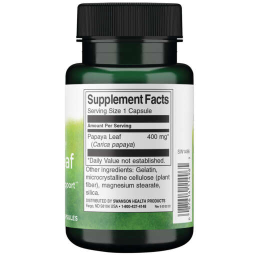 Full Spectrum Papaya Leaf 400mg – 60 Caps | Swanson – Image 3