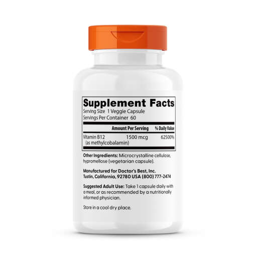 Doctor's Best Fully Active B12, 1500 mcg – 60 Vcaps - Image 4