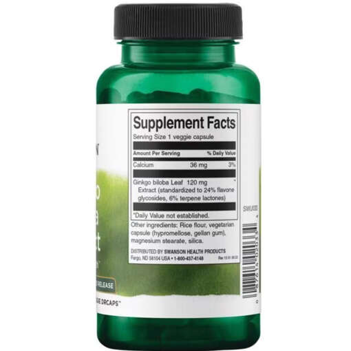 Ginkgo Biloba Extract 120mg – Swanson | 100 Veggie DRcaps – Bild 3