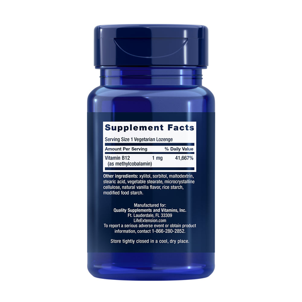 Life Extension – Vitamin B12 Methylcobalamin 1 mg (60 Losanghe) - immagine 2