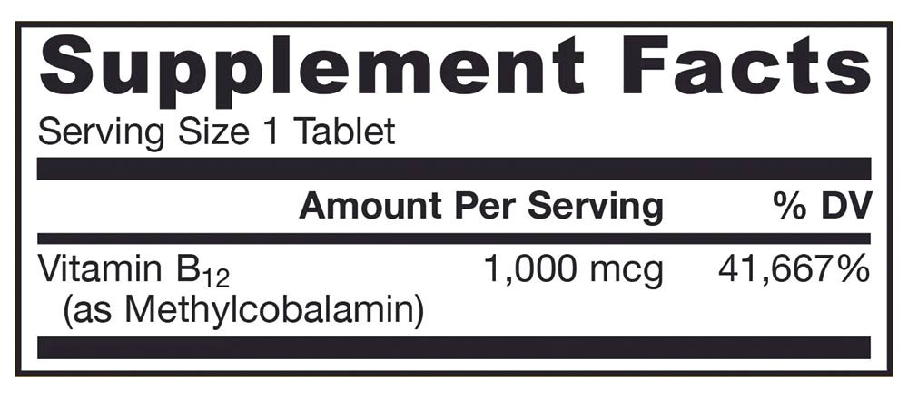 1000mcg (Lemon) - 100 vegan chewable tabs