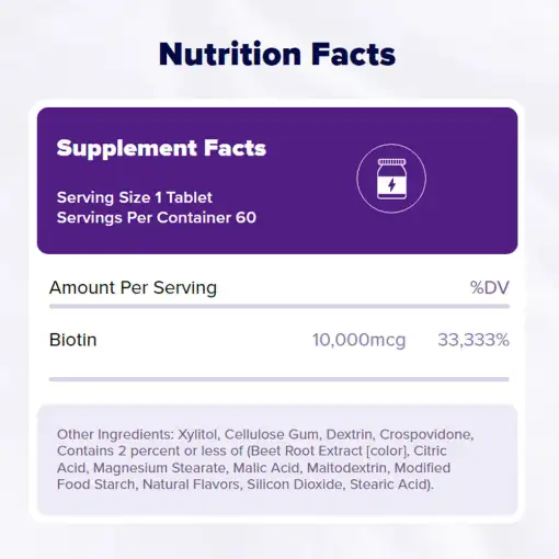 Natrol Biotin Beauty – 10,000 mcg Fast Dissolve Tablets (60 Tablets) - Image 5