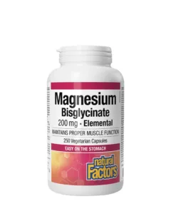 Natural Factors Magnesium Bisglycinate Pure 200 mg (250 Capsules)