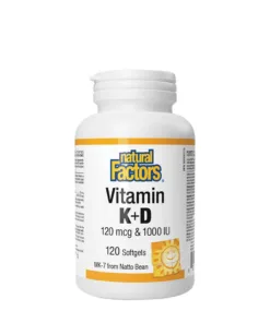 Natural Factors Vitamin K+D 120 mcg & 1000 IU (120 Softgels)