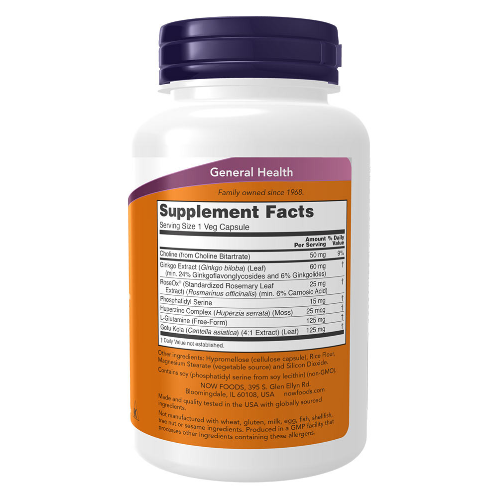 Now Foods - Brain Elevate Veg Capsules (120 Veg Capsules) – Bild 2