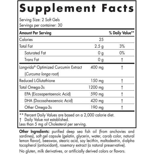 Nordic Naturals Omega Curcumin, 1200mg – 60 Softgels - immagine 3