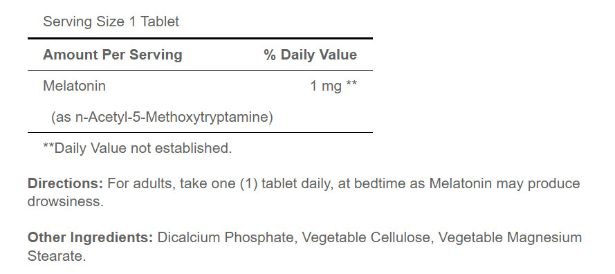 Puritan's Pride Melatonin 1 mg (90 Tablets) – Bild 2