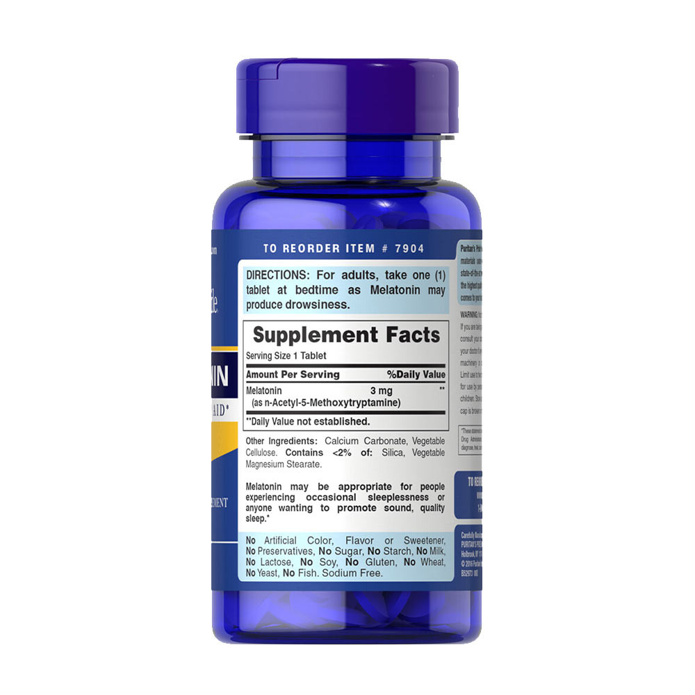 Puritans Pride Melatonin 3 mg (240 Tablets) – Bild 2