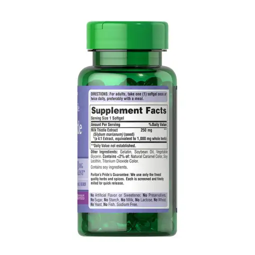 Puritan's Pride Milk Thistle 4:1 Extract 1000 mg (Silymarin) – 90 Softgels – Image 2