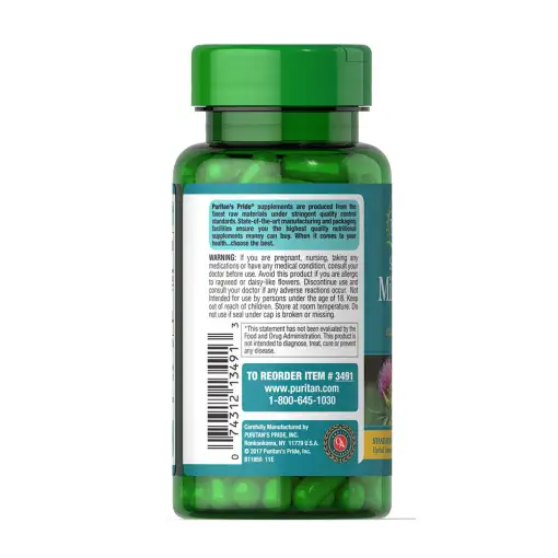 Puritan's Pride Milk Thistle Standardized 175 mg (Silymarin) – 100 Capsules - immagine 7
