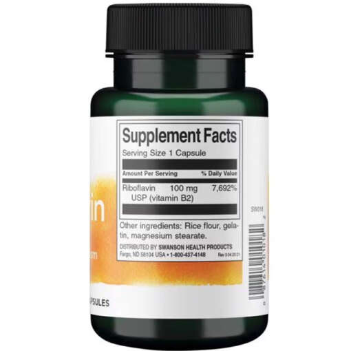 Riboflavin Vitamin B-2, 100mg – 100 Caps | Swanson – Image 2