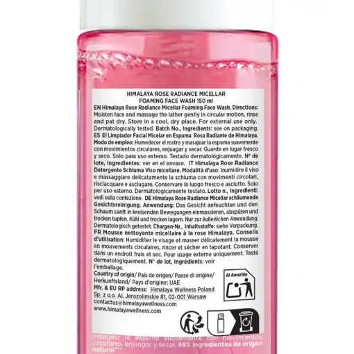 Himalaya Rose Radiance Micellar Foaming Face Wash – 150 ml - Image 2