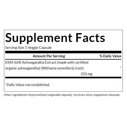 Swanson Ashwagandha KSM-66® 250mg – 60 Veggie Capsules – Image 2