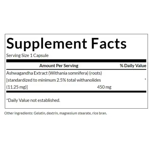 Swanson Ashwagandha Extract – 450 mg | 60 Capsules – Image 6