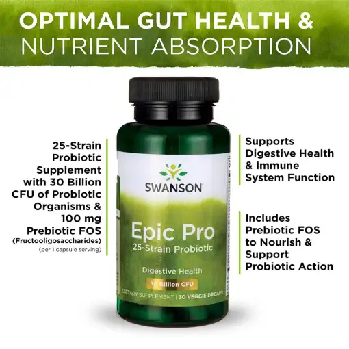 Swanson Epic Pro 25-Strain Probiotic – 30 Veg DRcaps - Image 4